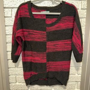 Women's Striped Sweater - Fuchsia and Charcoal